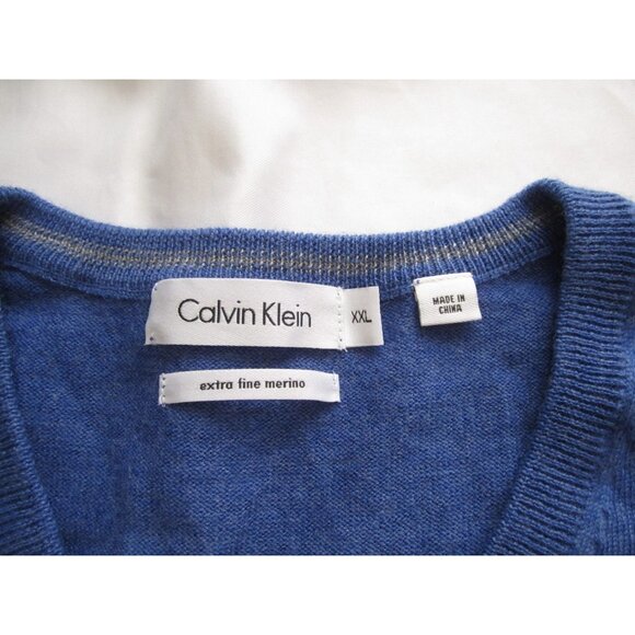 Men Calvin Klein Extra Fine Merino V Neck Pullover Sweater Sz XXL (MT656) - Picture 7 of 9